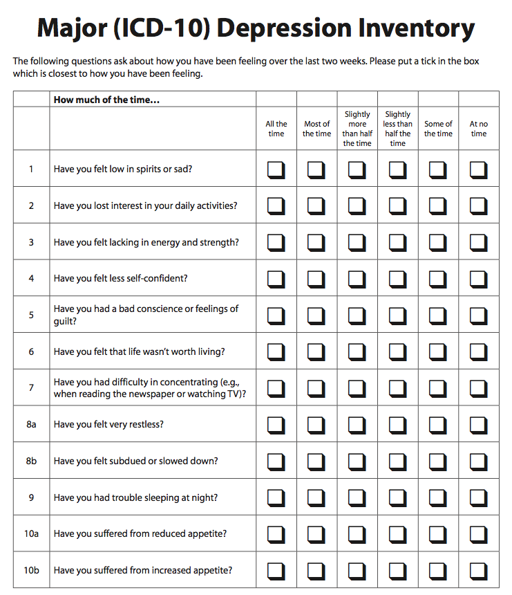 major depression icd 10 criteria