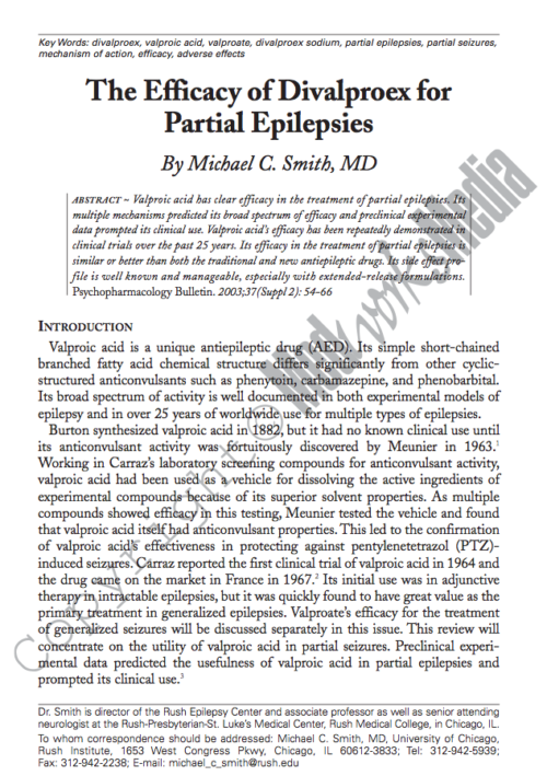 The Efficacy of Divalproex for Partial Epilepsies