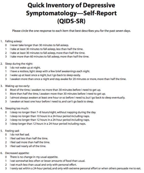 Quick Inventory of Depressive Symptomatology—Self-Report (QIDS-SR)